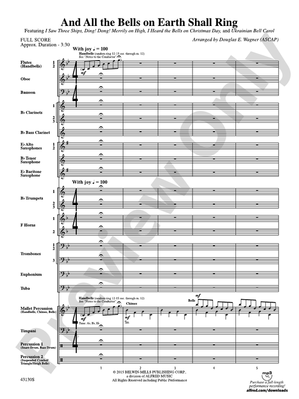 And All the Bells on Earth Shall Ring - Concert Band Conductor Score & Parts (Digital Download)
