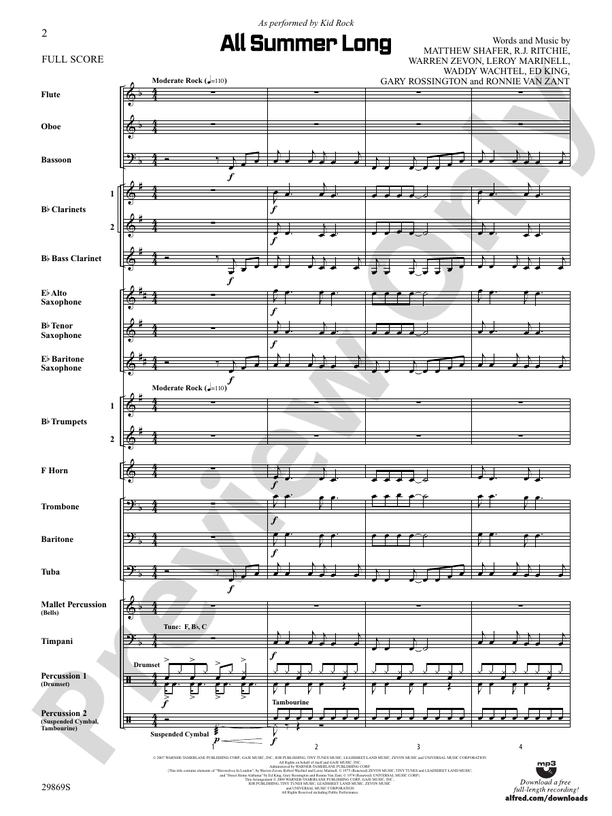 All Summer Long - Concert Band Conductor Score & Parts (Digital Download)