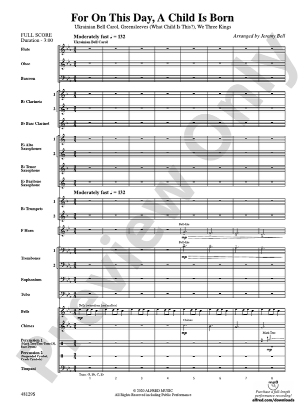 For On This Day, A Child Is Born - Concert Band Conductor Score & Parts (Digital Download)