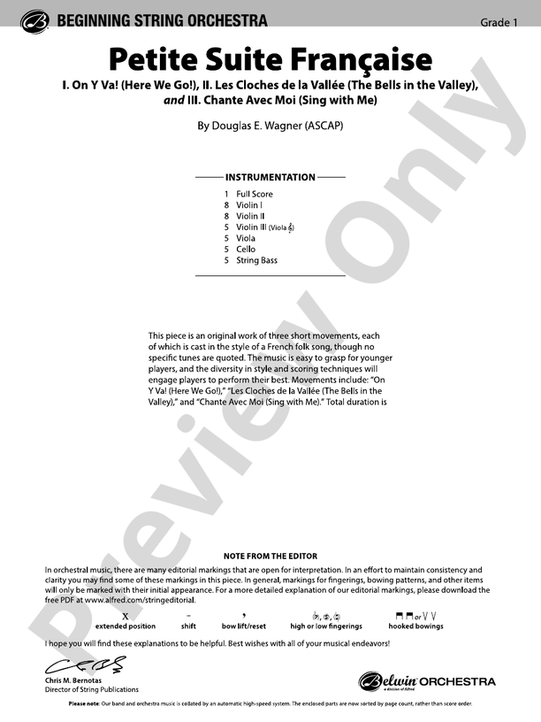 Petite Suite Francaise - String Orchestra Conductor Score & Parts (Digital Download)
