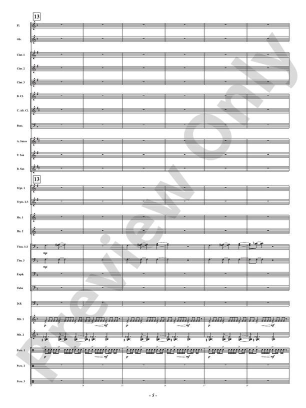 Five Mississippi Rush - Concert Band Conductor Score & Parts (Digital Download)
