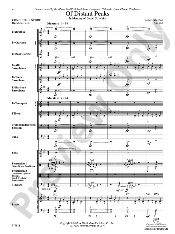 Of Distant Peaks - Concert Band Conductor Score & Parts (Digital Download)