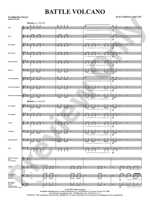 Battle Volcano - Concert Band Conductor Score & Parts (Digital Download)