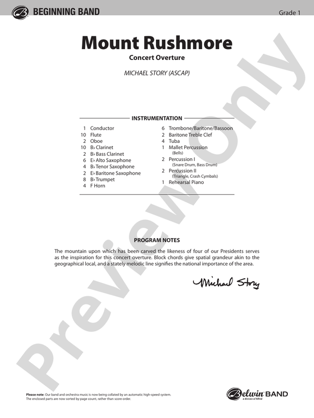 Mount Rushmore - Concert Band Conductor Score & Parts (Digital Download)