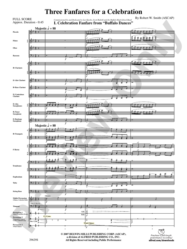 Three Fanfares for a Celebration - Concert Band Conductor Score & Parts (Digital Download)