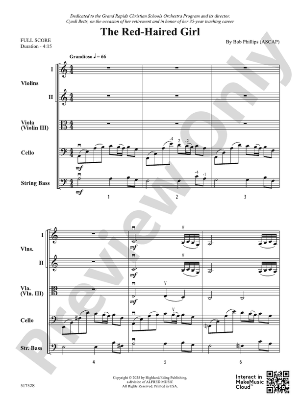 The Red-Haired Girl - String Orchestra Conductor Score & Parts (Digital Download)