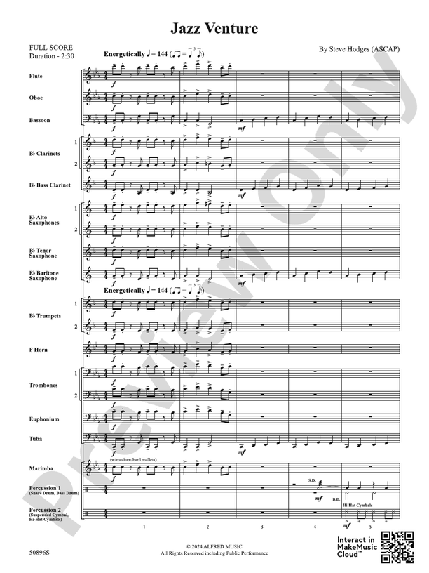 Jazz Venture – Concert Band Conductor Score & Parts (Digital Download)