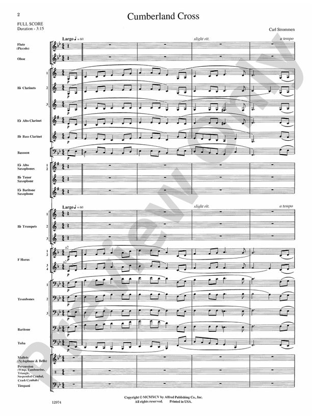 Cumberland Cross - Concert Band Conductor Score & Parts (Digital Download)