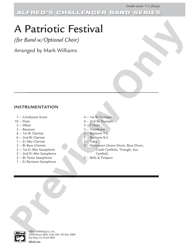 A Patriotic Festival - Concert Band Conductor Score & Parts (Digital Download)