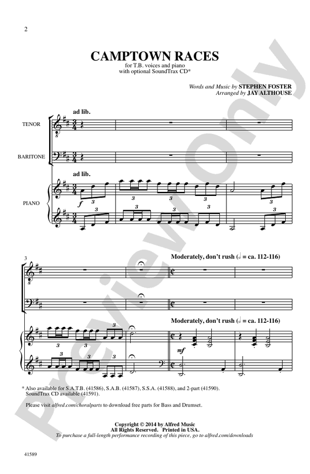 Camptown Races – TB Choral Octavo (Digital Download)