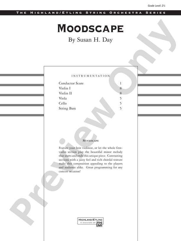 Moodscape – String Orchestra Conductor Score & Parts (Digital Download)
