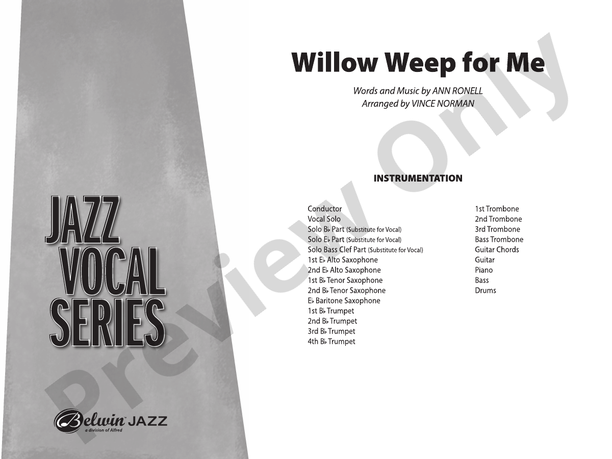 Willow Weep for Me (Grade 3) - Jazz Ensemble Conductor Score & Parts (Digital Download)