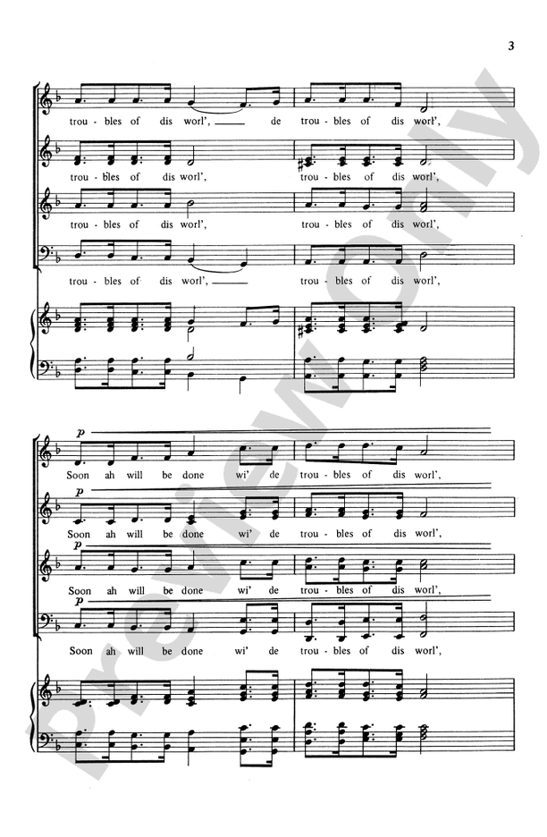 Soon Ah Will Be Done Wi' de Troubles of Dis Worl' - SATB Choral Octavo (Digital Download)