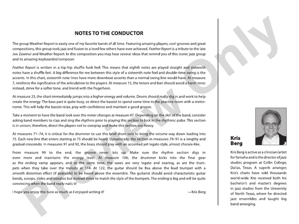 Feather Report - Jazz Ensemble Conductor Score & Parts(Digital Download)