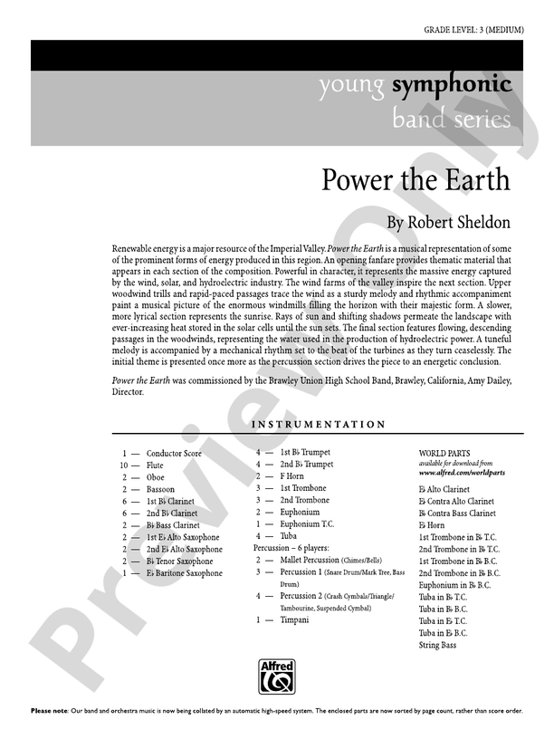 Power the Earth - Concert Band Conductor Score & Parts (Digital Download)