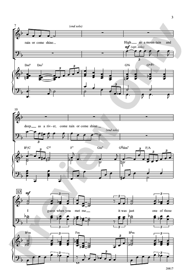 Come Rain or Come Shine – SATB Choral Octavo (Digital Download)