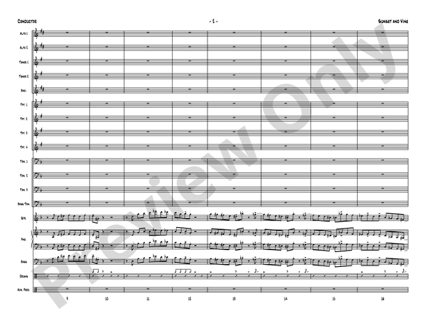 Sunset and Vine – Jazz Ensemble Conductor Score & Parts (Digital Download)