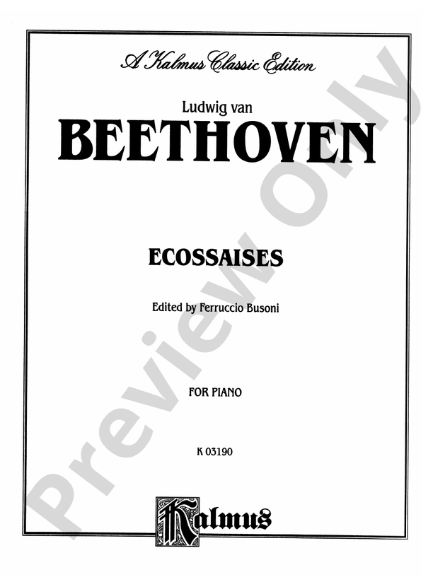 Beethoven - Ecossaises (Ed. Feruccio Busoni) - Piano Solo (Digital Download)