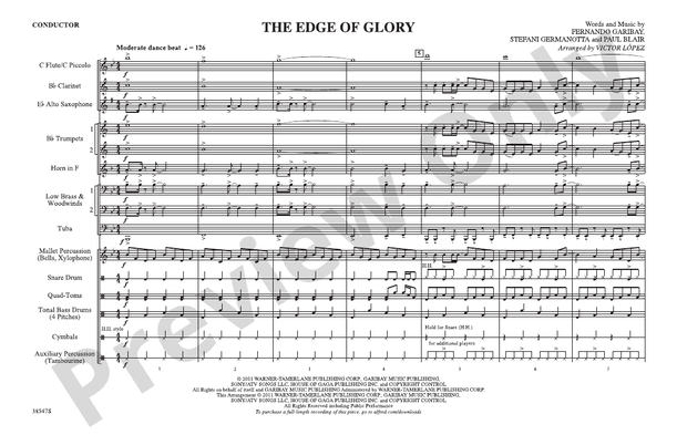 The Edge of Glory – Marching Band Conductor Score & Parts (Digital Download)