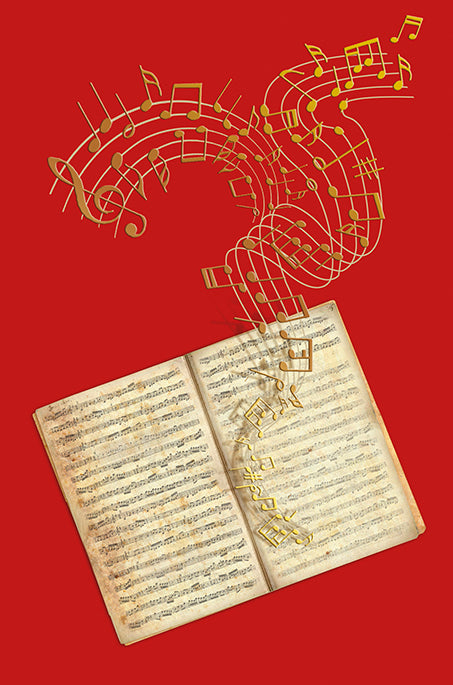 Greeting Card Manuscript with Golden Notes