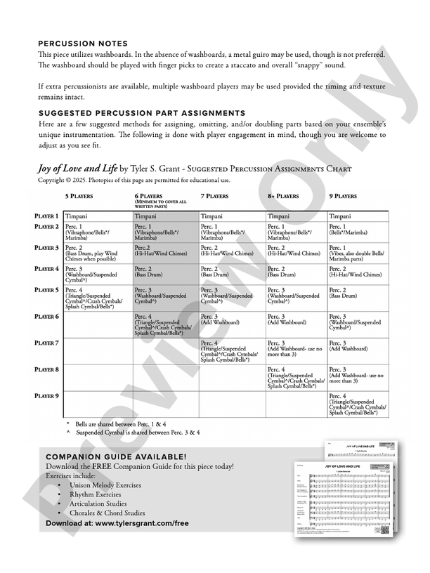 Joy of Love and Life - Concert Band Conductor Score & Parts(Digital Download)