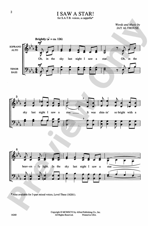 I Saw a Star! – SATB, a cappella Choral Octavo (Digital Download)