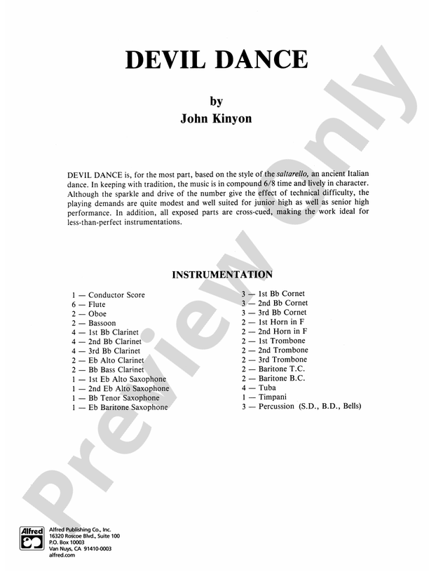 Devil Dance - Concert Band Conductor Score & Parts (Digital Download)
