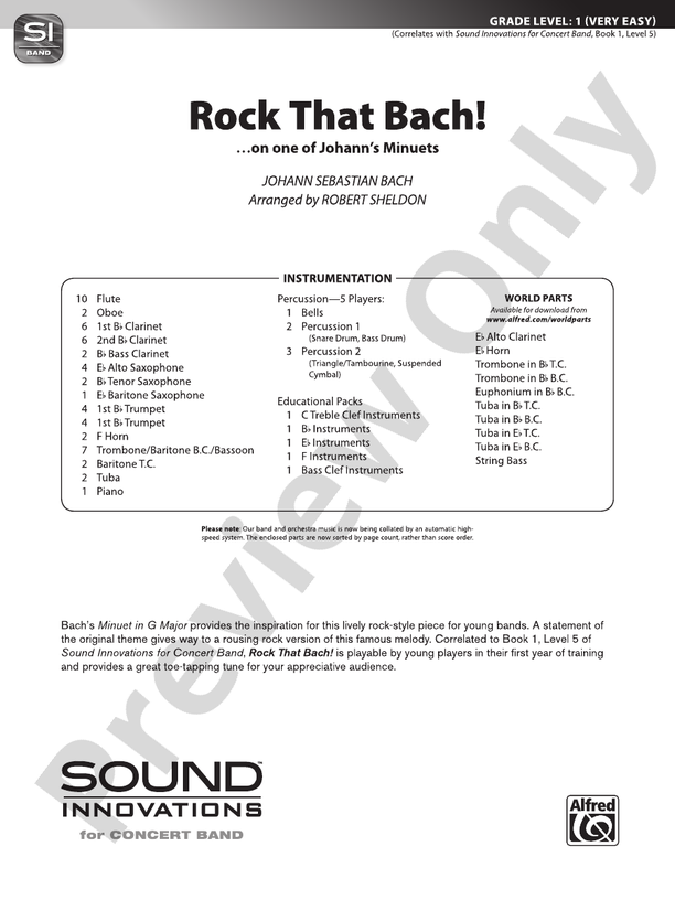 Rock That Bach! - Concert Band Conductor Score & Parts (Digital Download)