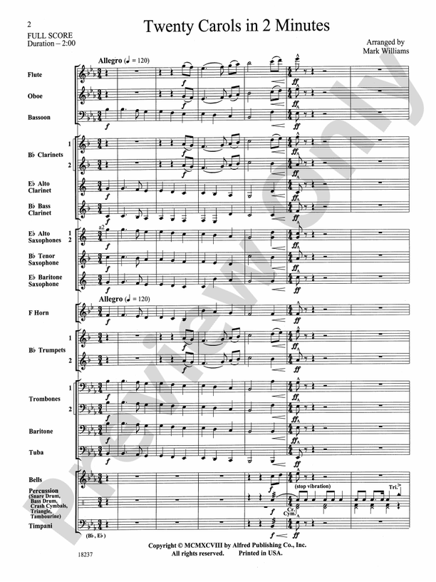 Twenty Carols in 2 Minutes - Concert Band Conductor Score & Parts (Digital Download)