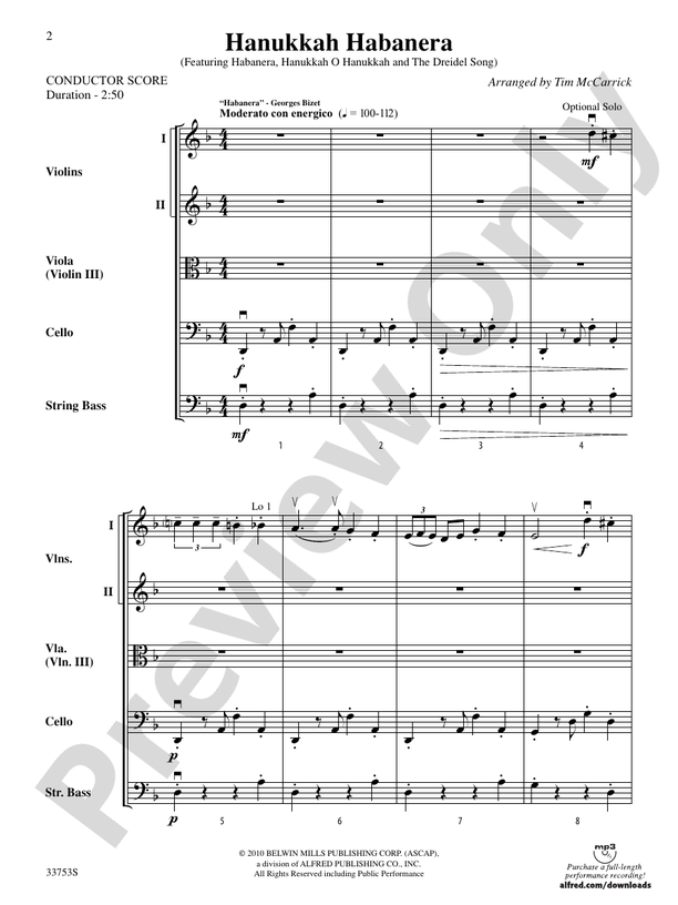 Hanukkah Habanera – String Orchestra Conductor Score & Parts (Digital Download)