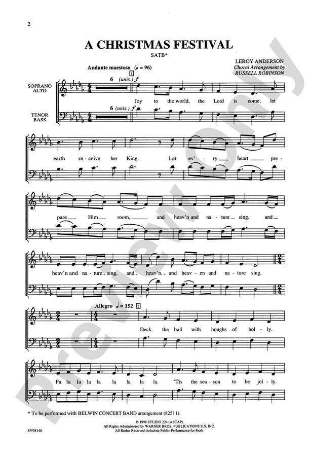 A Christmas Festival - SATB Choral Octavo/Concert Band (Digital Download)