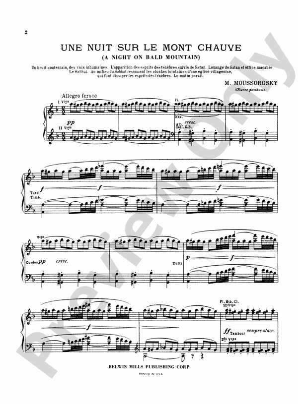 Mussorgsky - A Night on Bald Mountain - Piano Solo (Digital Download)