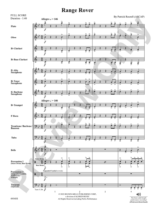 Range Rover - Concert Band Conductor Score & Parts (Digital Download)
