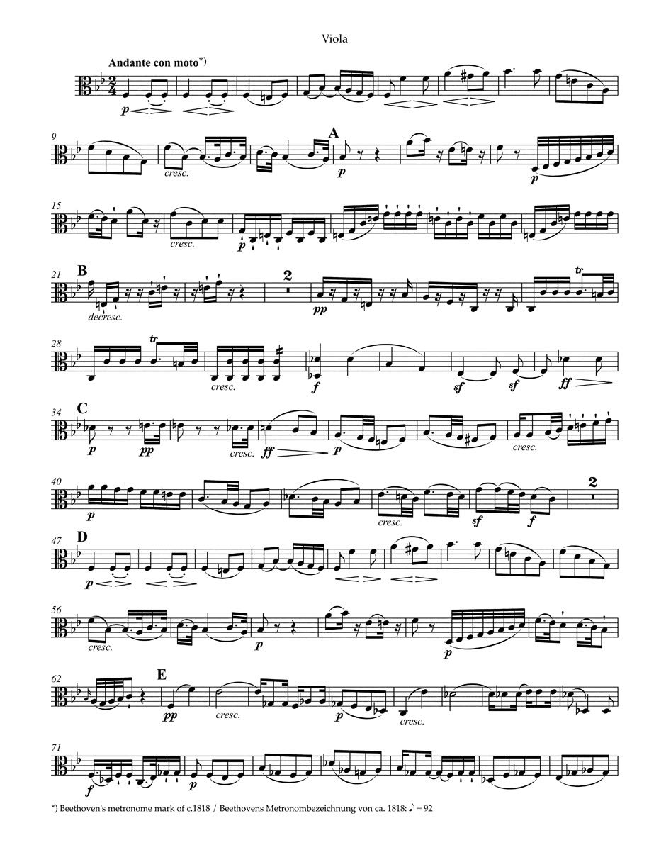 Beethoven String Quartets Op 18 - Set of Parts