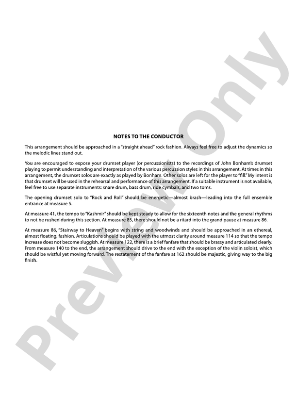Led Zeppelin Reunion – Full Orchestra Conductor Score & Parts (Digital Download)