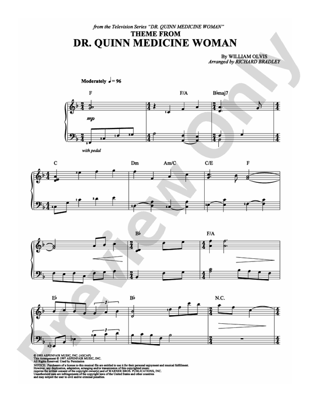 Dr. Quinn Medicine Woman - Arr. Richard Bradley - Easy Piano (Digital Download)