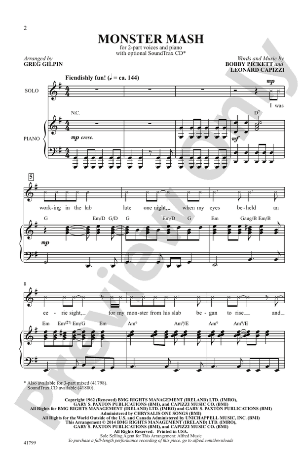 Monster Mash – 2-Part Choral Octavo (Digital Download)