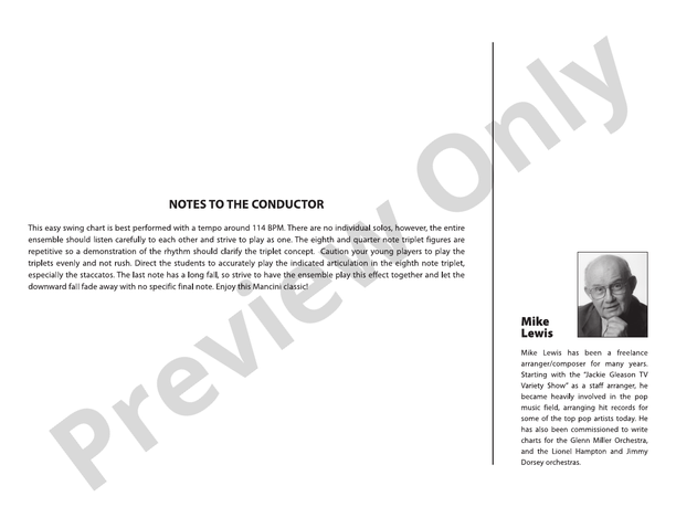 The Pink Panther (Grade 1) – Jazz Ensemble Conductor Score & Parts (Digital Download)