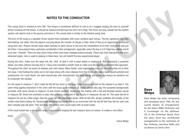 Summer Wind - Jazz Ensemble Conductor Score & Parts(Digital Download)