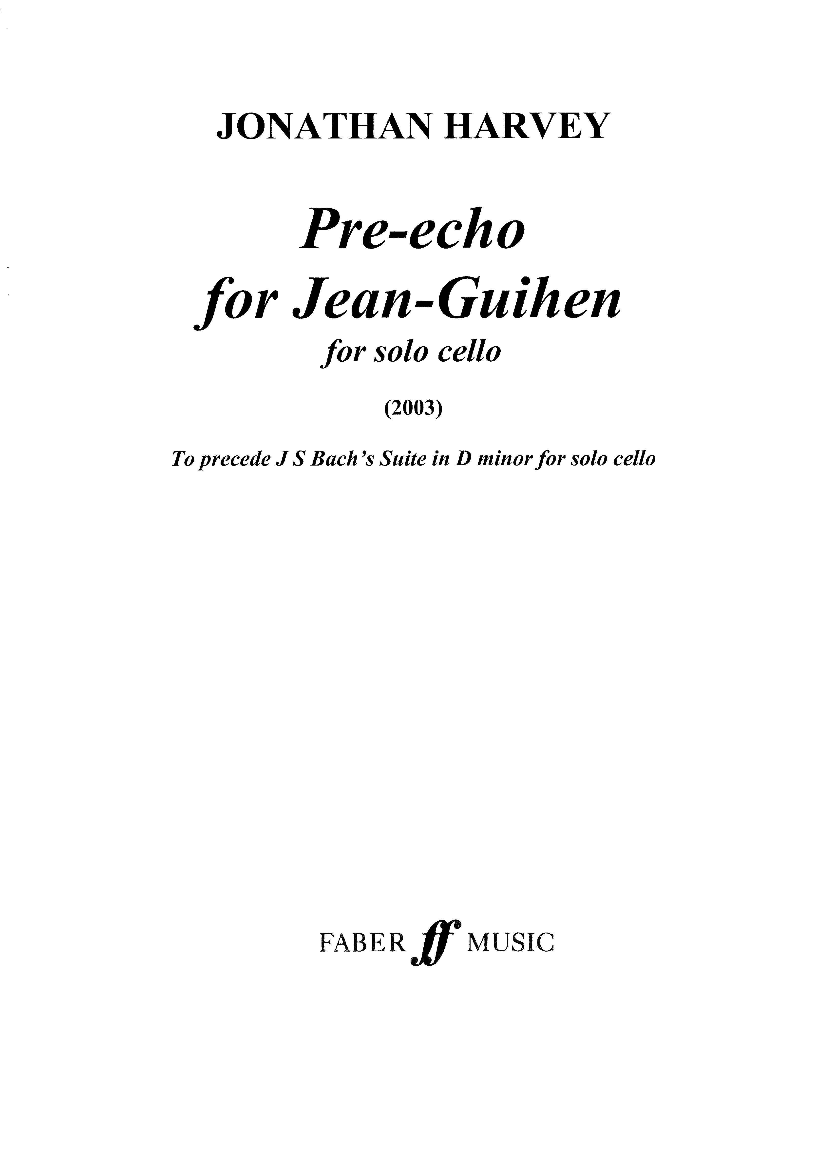 Pre-Echo for Jean-Guihen - Cello (Digital Download)