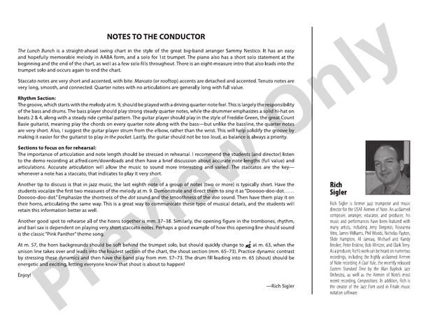 The Lunch Bunch – Jazz Ensemble Conductor Score & Parts (Digital Download)