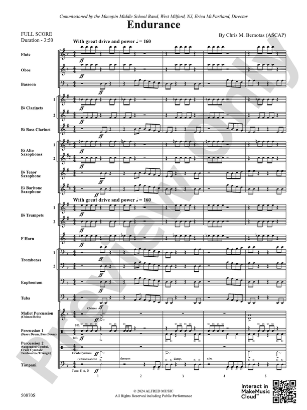 Endurance – Concert Band Conductor Score & Parts (Digital Download)