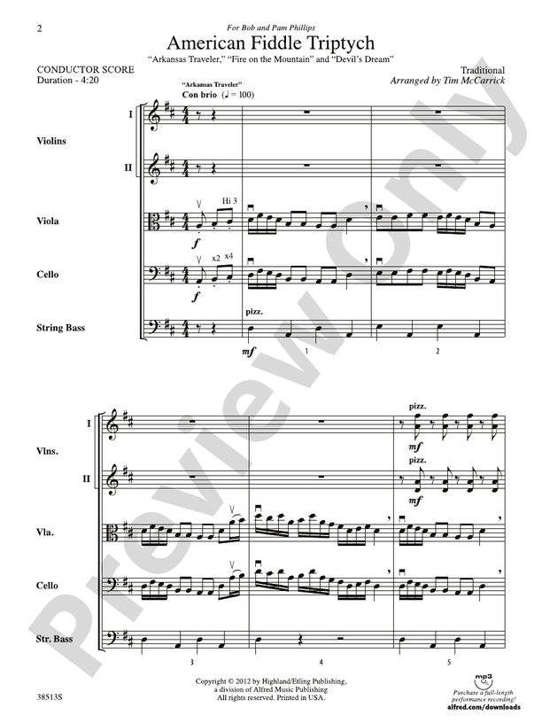 American Fiddle Triptych – String Orchestra Conductor Score & Parts (Digital Download)