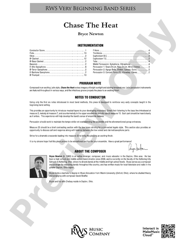 Chase the Heat - Concert Band Conductor Score & Parts(Digital Download)