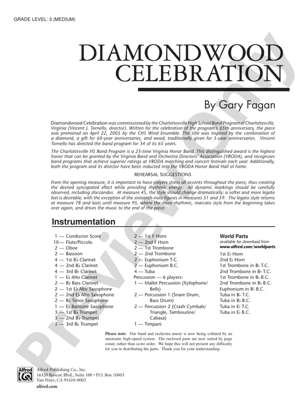 Diamondwood Celebration - Concert Band Conductor Score & Parts (Digital Download)