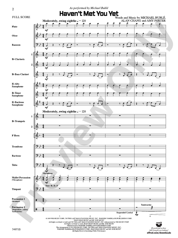 Haven't Met You Yet (Grade 2) - Concert Band Conductor Score & Parts (Digital Download)