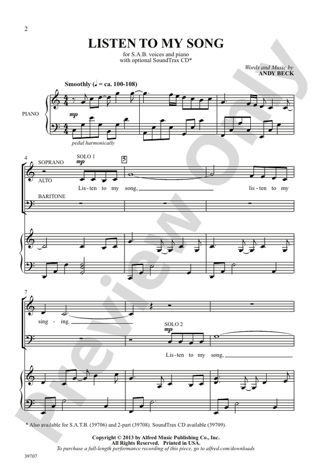 Listen to My Song – SAB Choral Octavo (Digital Download)