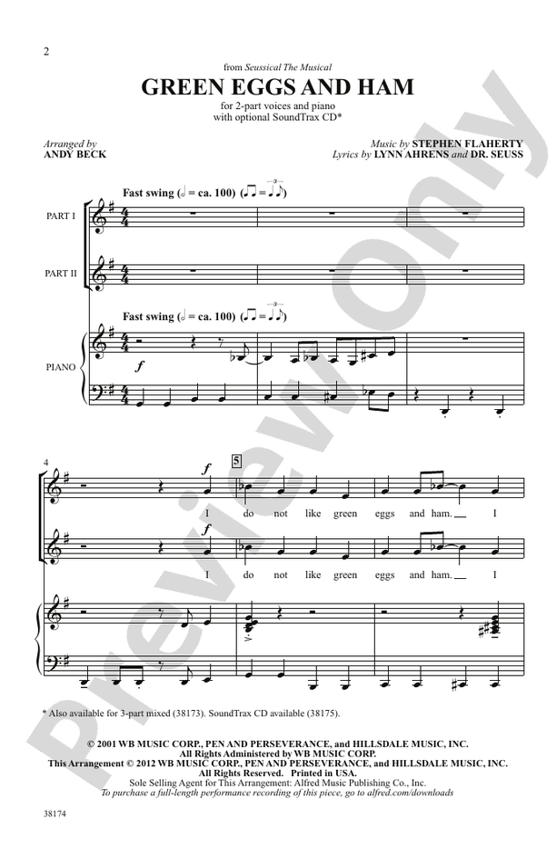 Green Eggs and Ham (from Seussical the Musical) – 2-Part Choral Octavo (Digital Download)