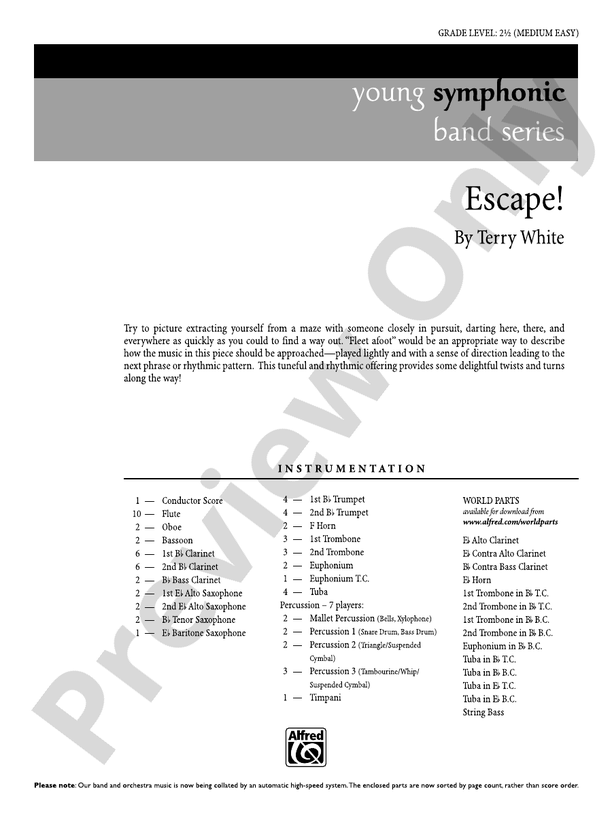 Escape! - Concert Band Conductor Score & Parts (Digital Download)