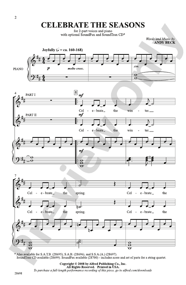 Celebrate the Seasons – 2-Part Choral Octavo (Digital Download)